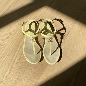 Chanel Yellow Patent Leather Dad Sandals